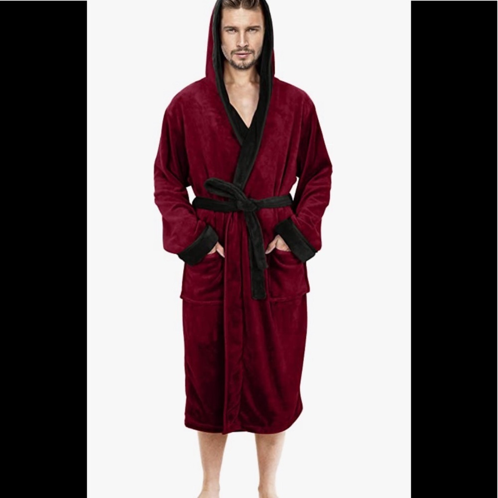 Mens New Adjustable w Belt Fleece Robe Multiple Sizes